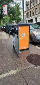 New composting trash can by school.